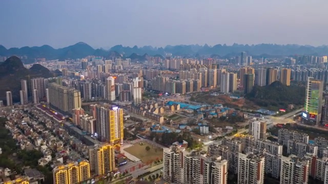 桂林市临桂区城区夜景大范围4k航拍延时视频视频素材