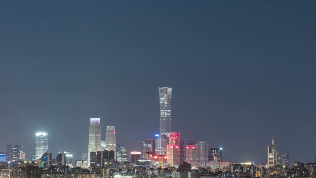 北京国贸城市天际线夜晚延时摄影视频素材