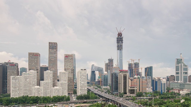 北京国贸建外SOHO广角固定机位白昼延时摄影视频素材
