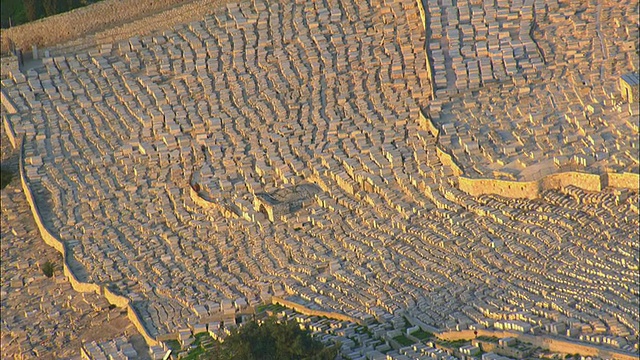以色列耶路撒冷橄榄山上的空中墓地视频下载