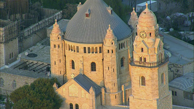 航空ZO Hagia Maria Sion修道院和墓地在锡安山/耶路撒冷，以色列视频下载
