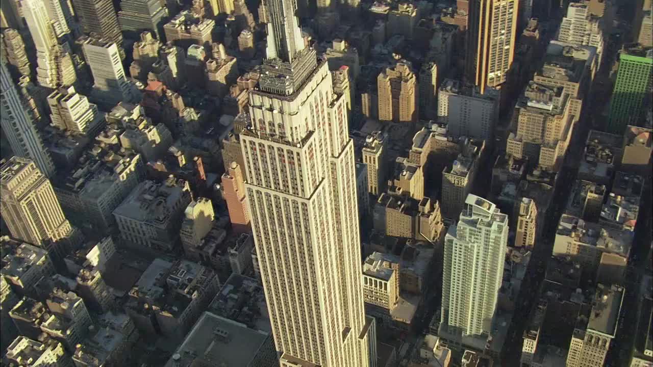 美国纽约帝国大厦鸟瞰图视频下载