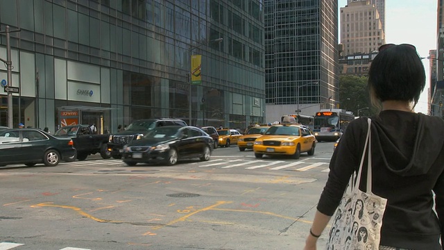美国纽约市41街和第6大道的妇女们在打出租车视频素材