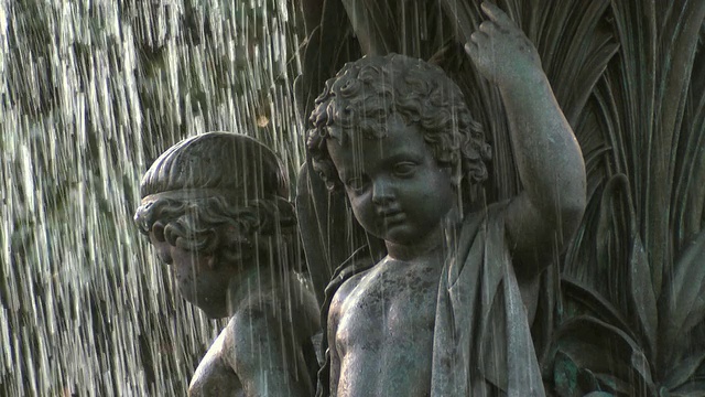 美国纽约中央公园贝塞斯达喷泉的小天使视频下载