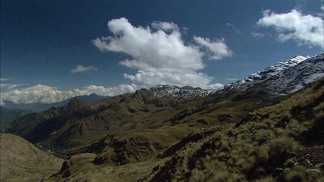 云在秘鲁库斯科地区的雪山上移动视频下载