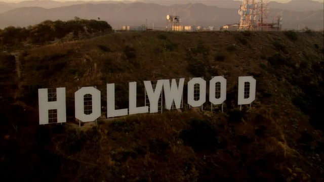 空中好莱坞标志，好莱坞，加州，美国视频素材
