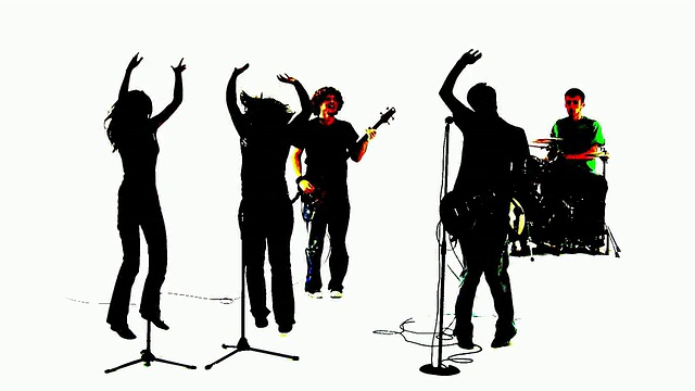 摇滚乐队举手的剪影视频素材