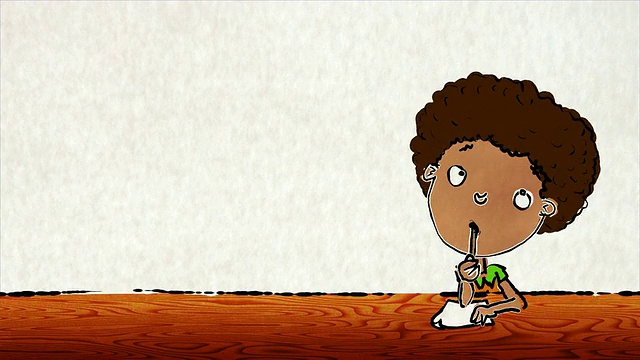 卡通小男孩的非洲发型写一封信视频素材