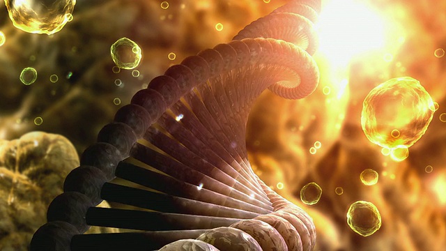 旋转DNA链的显微视图视频素材