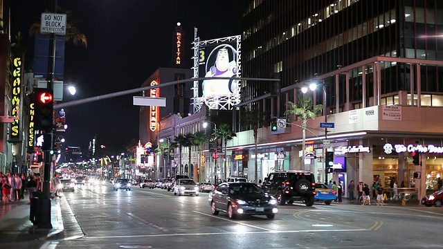 美国加州洛杉矶晚上的WS街景视频素材