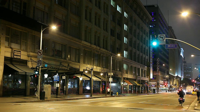 美国加州洛杉矶晚上的WS街景视频下载