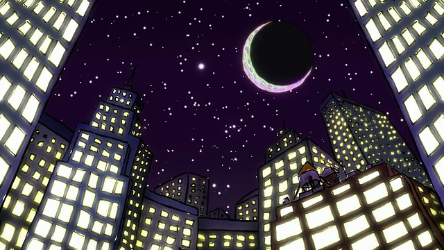 卡通城市夜景视频素材