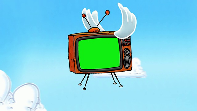 有绿色屏幕和扇动翅膀的卡通电视视频下载