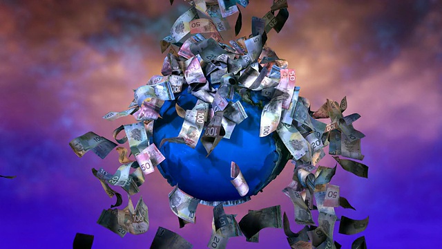 循环，加拿大货币在旋转的地球视频下载