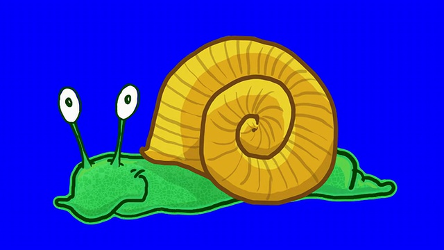 蓝屏循环播放的卡通蜗牛视频素材