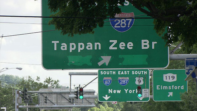 高速公路上的MS方向标志，塔潘Zee Br。，纽约标志/美国纽约塔里镇视频下载