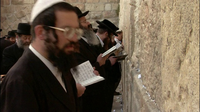 中景男子在哭墙/耶路撒冷祈祷视频下载