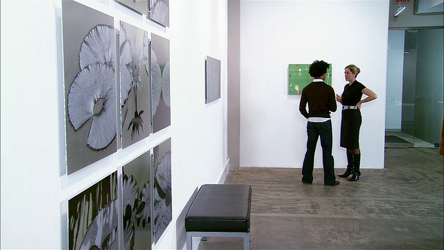 男男女女在画廊开幕时聊天视频下载