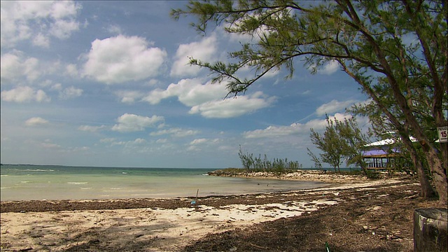 宽镜头淘金海滩海湾/阿巴科，巴哈马视频下载