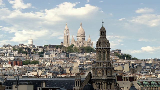 法国巴黎圣心大教堂和蒙马特视频下载