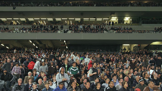 在新西兰奥克兰的伊登公园体育场，观众们在比赛期间起立欢呼视频素材