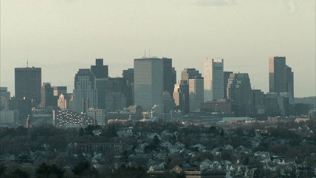 日落时分的波士顿地平线/马萨诸塞州，美国视频素材