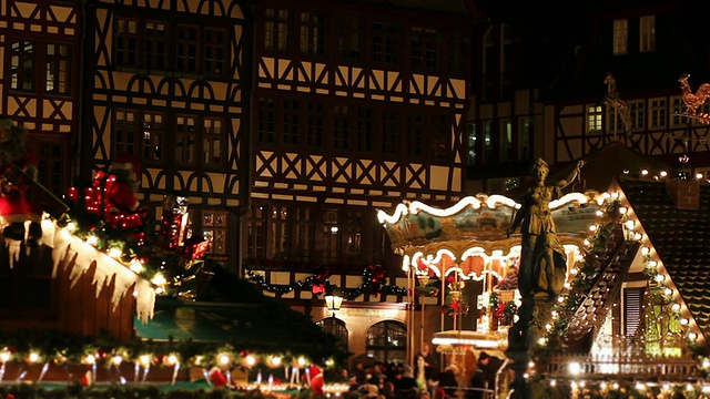 德国法兰克福的圣诞市场，晚上视频下载