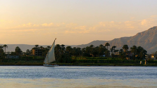 帆船在尼罗河上行驶/埃及的卢克索视频素材
