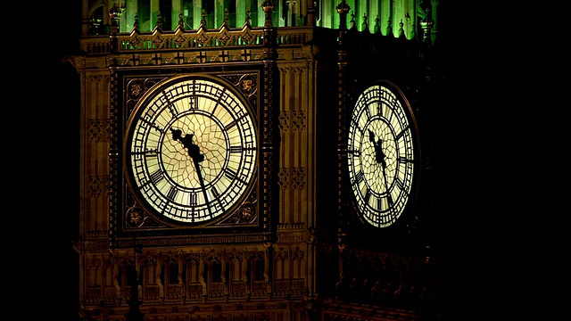 ZO女士和议会大厦在夜晚从兰贝斯桥路，看着泰晤士河/威斯敏斯特，英国伦敦视频素材
