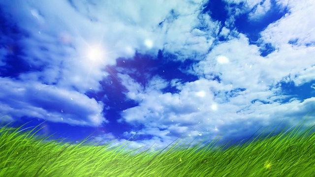 绿色的田野，蔚蓝的天空视频素材
