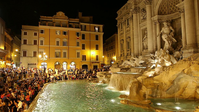 意大利罗马特莱维喷泉夜景视频素材