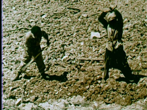 流浪的人们骑着骆驼和驴，人们在为种植挖掘土地，Beruit，黎巴嫩视频下载