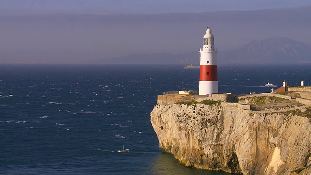 欧罗巴灯塔，法罗拉，直布罗陀海峡，欧洲最南端的灯塔视频下载
