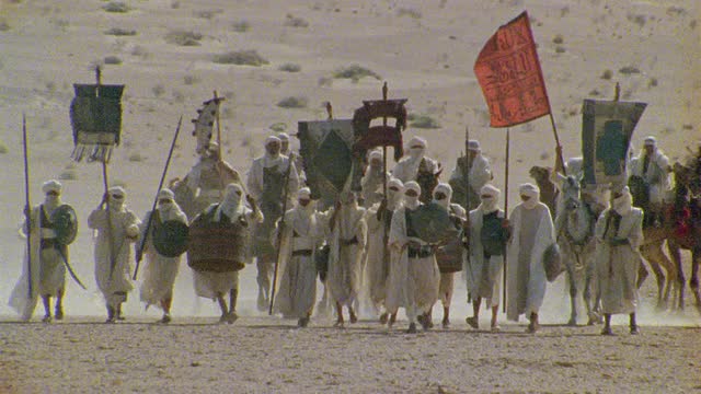 SLO MO, MS，非洲，再创造，图阿雷格人的军队穿过沙漠视频下载