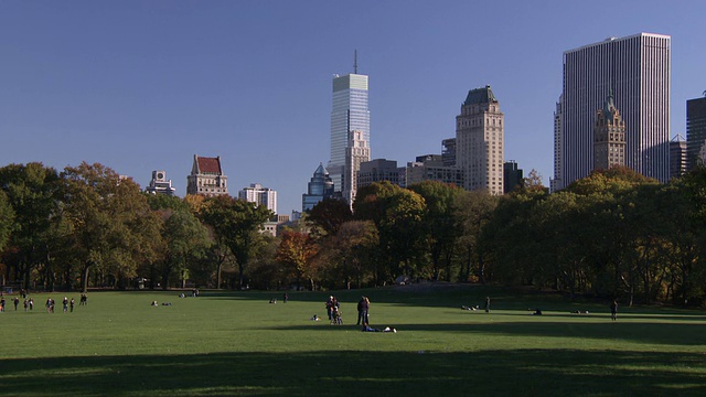 在公园/纽约，美国，纽约，人们放松和享受的观点视频素材