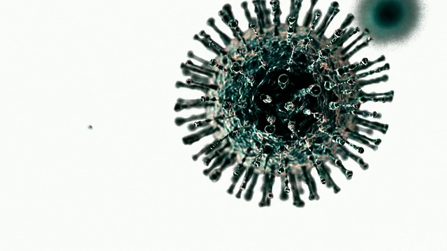 MS H N型流感病毒颗粒在白色背景上移动/英国牛津视频素材