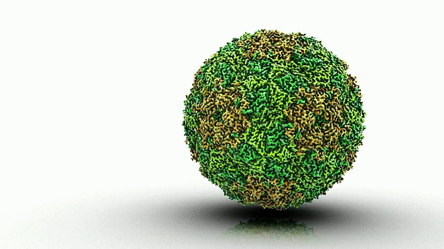 CU口蹄疫病毒在白色背景上旋转的有机分子数据/英国牛津视频素材