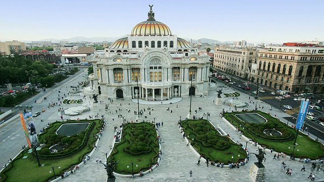 T/L, WS, HA, Palacio de Bellas Artes日落，墨西哥城，墨西哥视频素材