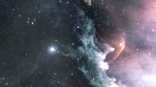 以星云和星星为背景的宇宙飞船科幻电影拍摄视频素材