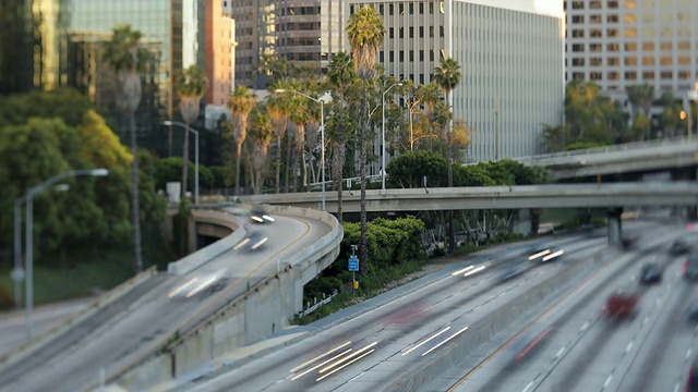 延时高速公路，费格罗亚在威尔特郡，市中心，洛杉矶，美国加州视频素材