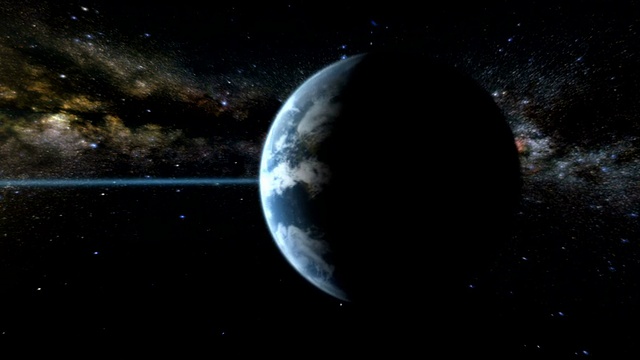 这个视频是一个动画(艺术家的印象)，展示了来自遥远的天体的光到达地球视频素材