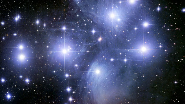 昴宿星团(M45)，光学图像。视频下载