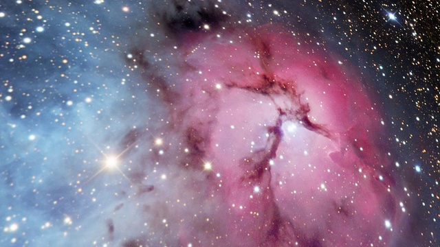 三裂星云(M20)，光学图像。视频素材