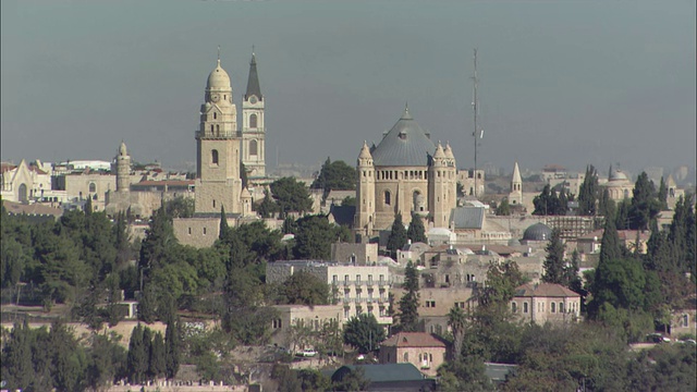 中枪锁定-耶路撒冷的城堡城市景观/以色列耶路撒冷视频下载