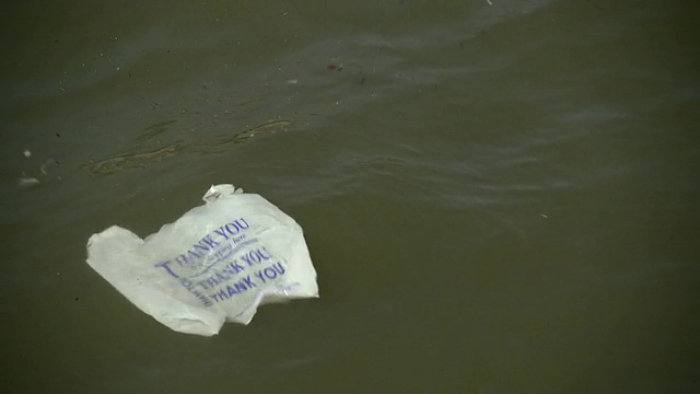 一个写着“谢谢”的垃圾漂浮在哈德逊河上视频下载
