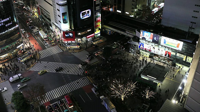 日本东京涉谷路口WS T/L夜间照明视频素材