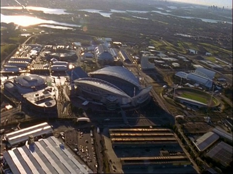 西澳大利亚航空悉尼奥林匹克体育场，现代建筑，悉尼，澳大利亚视频素材