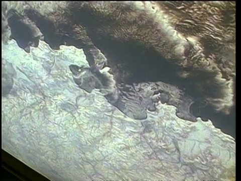 从太空看地球，俄罗斯东海岸，马加丹，鄂霍次克海，STS-40视频素材