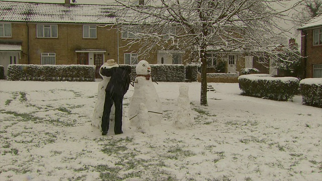 英国，微软人堆大雪人视频素材