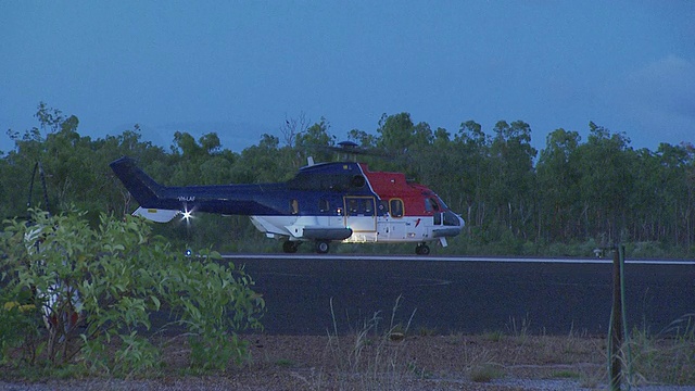 西澳大利亚直升机停机坪上的超级美洲狮直升机视频素材